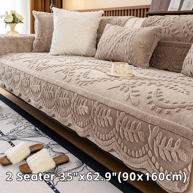 TEMU 1pc Plush Leopard Print Sofa Cover - Thick, Warm Fur, Pet-friendly & Non-slip Couch Protector For Living Room, Bedroom, Office Decor, Fits Multiple Sofa Sizes, Sofa Covers For Living Room