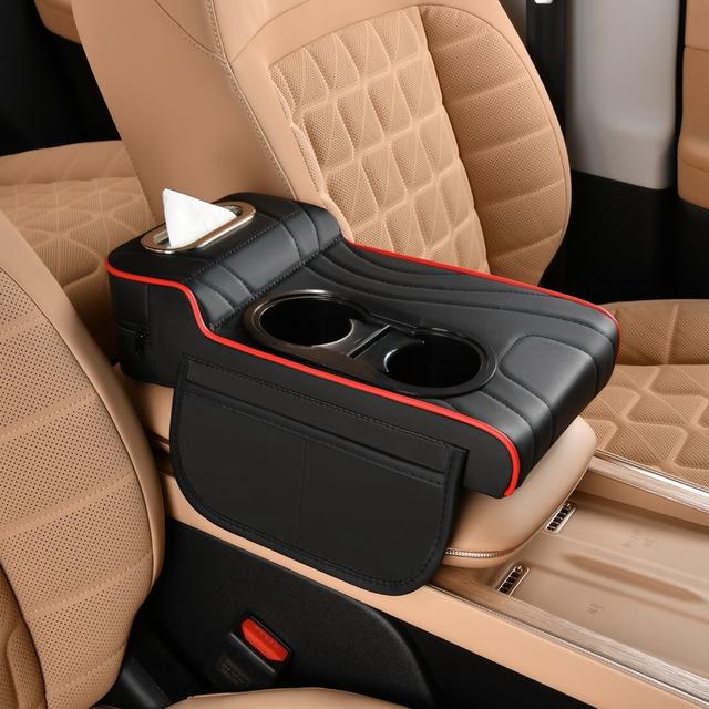 TEMU Stellarpilot Car Armrest Cover With Cup Holder & Adjustable Height - , Non-slip Grip, Durable, Vehicles