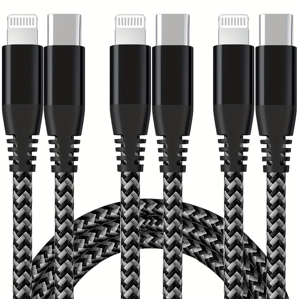 TEMU 5pcs/3pcs For Iphone Fast Cable, Durable, Nylon Braided Cord, Fast Charging & Data Transfer For Iphone 14/13/12/11 Pro Max Xr Xs X 8 7 6 Plus Se -free, 3ft-6ft-9ft- (black, Grey)