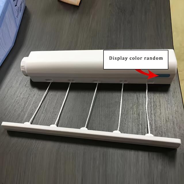 TEMU Space-saving Retractable Clothes Drying Rope With 4/ - Wall-mounted, Durable Plastic, Including Towel Rack And Hooks, Portable Clothes Hanger Plastic Clothes Hanger, Drying Racks