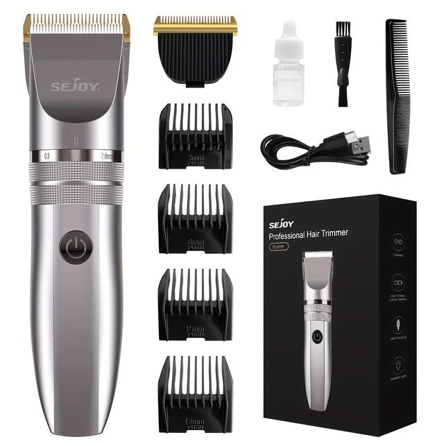 TEMU Professional Hair Clippers For Men, Cordless Metal Barber Clippers And Trimmers, Clippers For Hair Cutting With Lcd Display, 0 Beard Hair Trimmer, Gifts For Men, Valentine's Day, Gift For Men