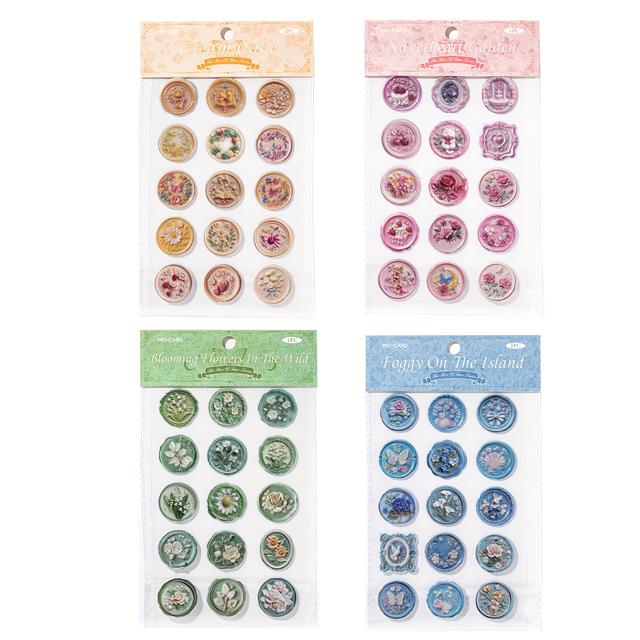 TEMU 60pcs, Vintage Floral Stickers, Embossed Wedding Stickers For Wedding Invitations, Envelope Stickers, Diy Scrapbooking, Office Supplies, Party Favors