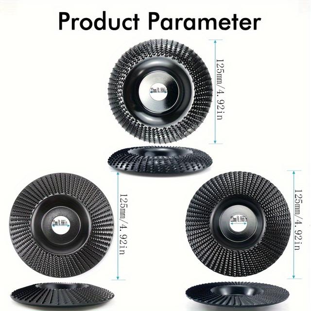 TEMU Juego de Tres Ruedas de con Bisel de 100mm y 125mm, Placa de Molienda de Ángulo, Herramientas de Carpintería DIY