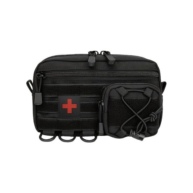 TEMU 600d Portable Tactical Waist Pouch | Empty Bag Only, Multi-pocket Large-capacity Design With Zippered Compartments, Compact Belt-mounted Organizer For Outdoor And Daily Use, Solid Color Nylon