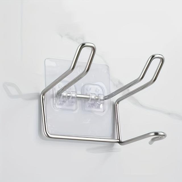 TEMU 드릴링 없이 사용 가능한 스테인리스 헤어 드라이어 홀더 1개, 욕실 수납 선반, 공간 절약형 벽걸이 랙, 은색, 욕실 및 미용실용