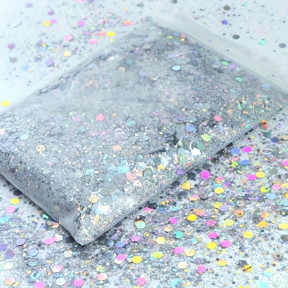 TEMU 40g Bag Of Large Hexagon Hologram Flash Sequins - Vibrant Epoxy Resin Filled, Handmade With Dye, Perfect For Necklace And Bracelet Art Design, Craft Materials, Plastic