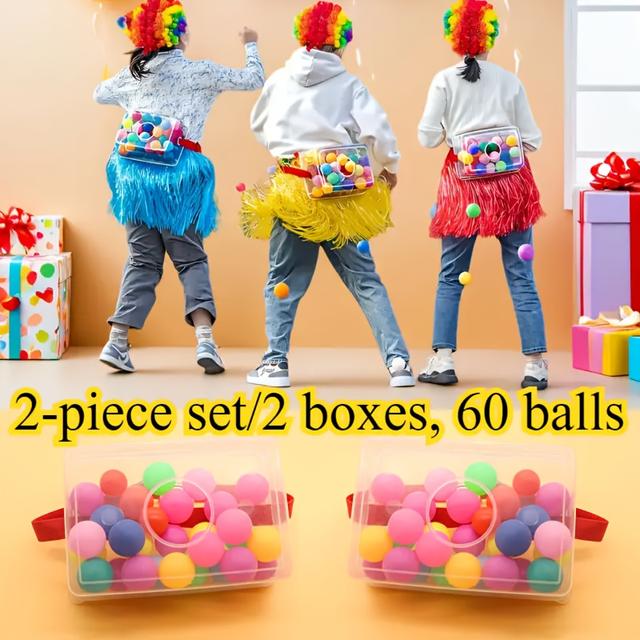 TEMU Shake With And 2 Belts For , 2 Sets Of 60 Balls, Outdoor And Indoor Fun - Wedding Anniversary, Birthday, Summer Holiday Theme Party, Interactive Party Game,