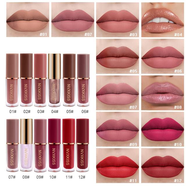 TEMU 12pcs Matte Lip Gloss Set, Waterproof & Long-lasting, Non-fading, Softening Liquid Lipstick, Brown Series, Suitable For Tones, Adult Makeup Gift Box, Ideal For Holidays & Valentine's Day