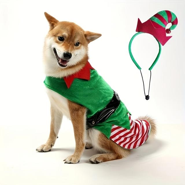 TEMU 2 Stück Weihnachtshundekostüm Lustiges Hundehut + Kostümsatz für Haustiere