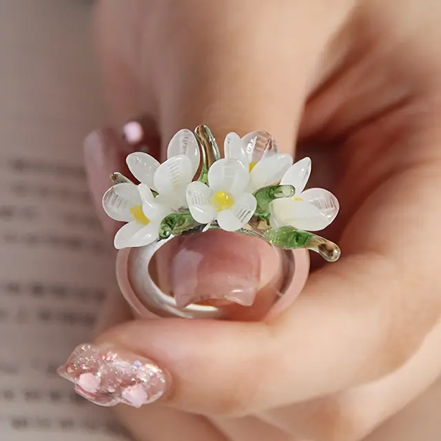 TEMU Bague fleur en verre, , marguerite en cristal, décoration intérieure et extérieure, accessoire pour et , aucune alimentation requise.