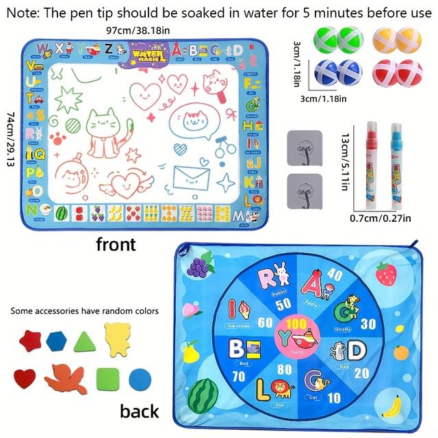 TEMU Watercolor Painting Mat, Reusable Magic And Water Drawing Canvas, Portable Creative Toy, Magical Colorful Doodle Blanket, Easter Gift For Kids, Birthday/christmas Present.