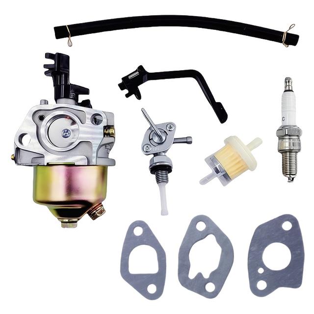 TEMU Gmige Carburetor For 3500 4000w Gas Generator - Complete Kit With Fuel Tank Shut Off Valve, Spark Plug, Gaskets & Mounting Bolts, Replacement Part|sleek Carburetor|durable Metal Car