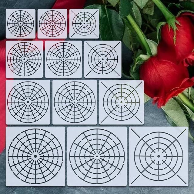TEMU 12 قطعة من قوالب الرسم بالdots mandala مقاس 4/5/6/8 بوصة قابلة لإعادة الاستخدام مناسبة للقماش والورق والزجاج والمعدن ومشروعات الرسمية على الحائط