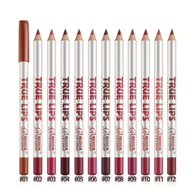 TEMU 12pcs/set Matte Lip Liner & Lipstick Pencil - Long-lasting, & , Sulfate-free For Types