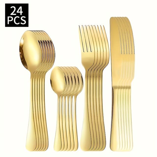 TEMU 24pcs Stainless Steel Tableware Set With Christmas, Halloween, Easter, Hanukkah And Thanksgiving Themes-gift Box