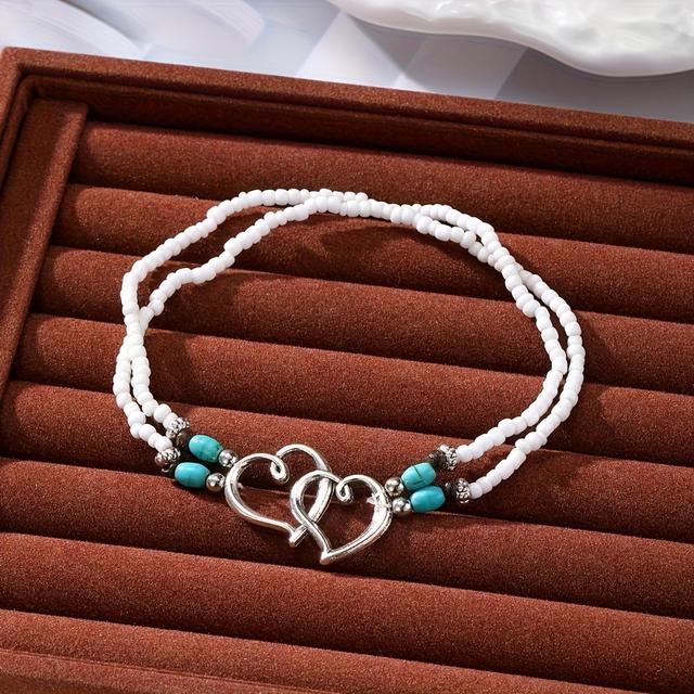 TEMU 1pc Elegant Bohemian Bead Ankle Chain, Inlaid With Turquoise And Mini Seed Beads, Elastic , Suitable For Women Of All Ages, Fashionable Stacking Accessories For Spring And Summer, Perfect Gift .