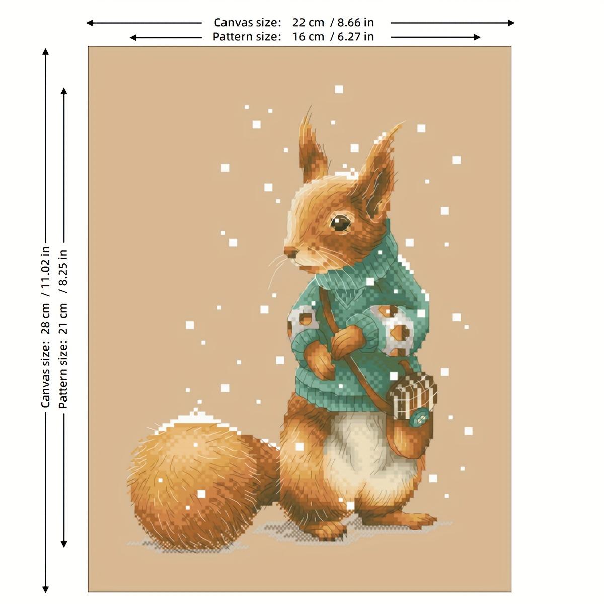 TEMU 1 stuk Kruissteekpakket, 4 Patroonopties, Kleine Dieren in de Sneeuw, 14ct Linnen Geteld Doek, DIY Knutselpakket