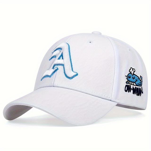 TEMU قبعة بيسبول رجالية بجانب على شكل دلفين بحرف A، قابلة للتعديل وواقية من ، مناسبة للاسترخاء في الهواء الطلق خلال رحلات والخريف إلى أو العطلات
