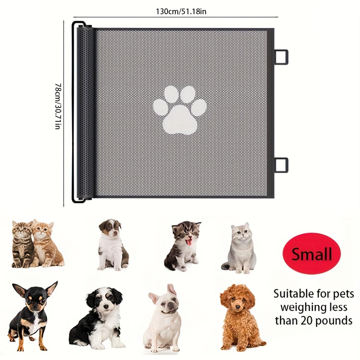 TEMU No-drill Retractable Pet Gate For - Indoor Safety Barrier With Pvc Mesh, Paw , And Secure Latching Mechanism For Stairs & Doorways, Dog Gates For Inside