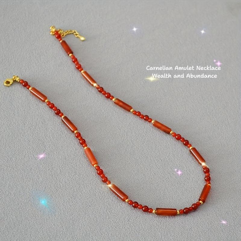 TEMU Natural Stone Carnelian Necklace: A Symbol Of And . Ideal For Winter , Holiday Gatherings, And As A Thoughtful Gift For . Christmas Gift For Her, Birthstone Jewelry For Love &