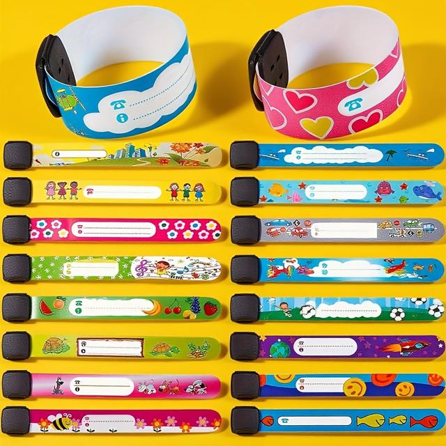 TEMU 4/16pcs Reusable Safety Wristbands Adjustable Non-slip Name Tag Anti-lost Bracelets Colorful Fun Designs (unicorn/dinosaur/sports) For Camping, Amusement Parks, Outdoor Activities & Events