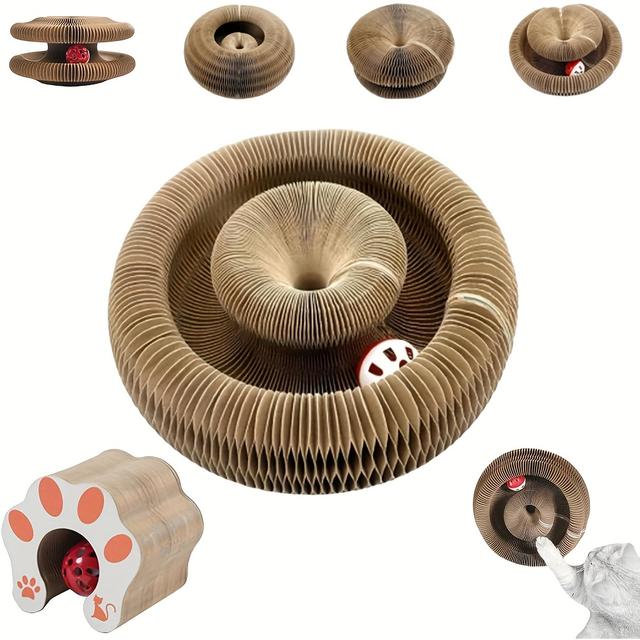 TEMU Cat Scratcher - Interactive Twisted Cardboard Cat Toys For Indoor Cats - Durable Cardboard Cat Scratch Board Toy, Encourages Natural Feline Behavior, Indoor Cat Play Accessory Made Of Cardboard