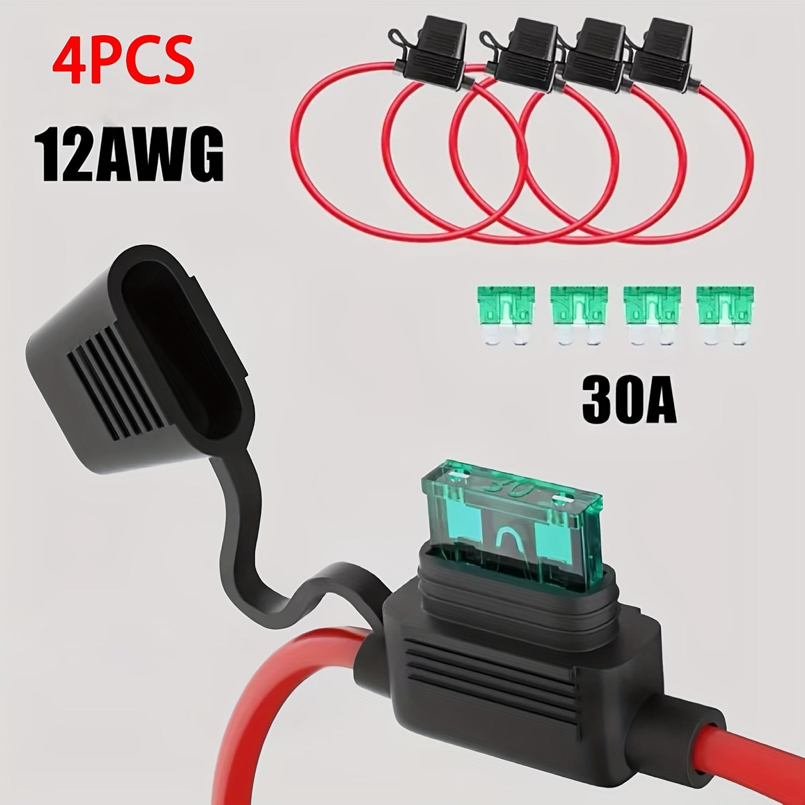 TEMU 4 - Piece/8 - Piece 12awg In - Line Fuse Holders With 30a Blade Fuses, Suitable For Automotive Systems