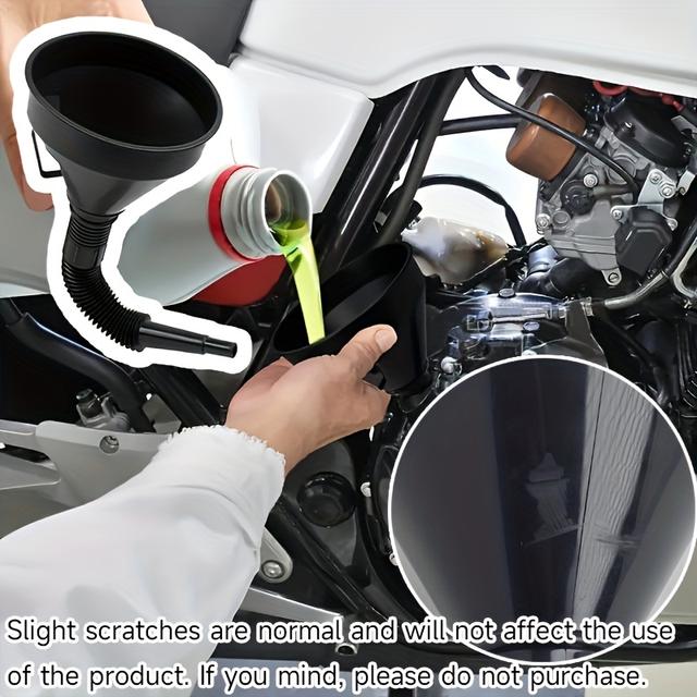 TEMU 1pc Pp Durable Material Extra Large Black Oil Funnel, Long Spout Design, For Gasoline And , With Sealed Carbon Removal Injector, A For Home And Automotive Maintenance