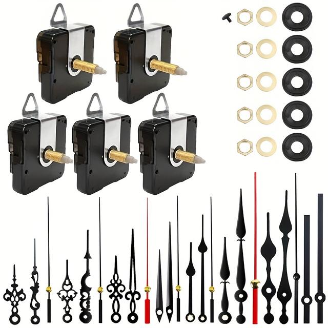 TEMU DIY 5 Tichých s 8 Sadami Ručiček, Délka Hřídele 31/28/16 mm pro Opravu Nástěnných Hodinových Dekorací a Sady na Opravy Hodin (Baterie Nejsou Součástí)