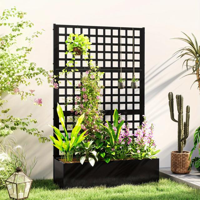 TEMU Outsunny Galvanized Planter Box With Trellis, 43' X 16' X 70'