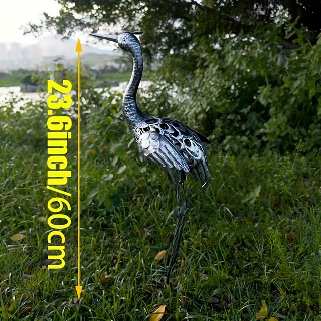TEMU Zahradní jeřába pro venkovní použití, dekorativní zahradní sochy a plastiky, kovová umělecká dekorace ptáků pro trávník a terasu