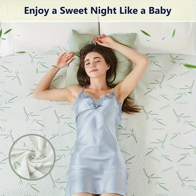 TEMU Nature Cooling Protector, Waterproof & Breathable & Ultra Soft Viscose Fitted Sheet Mattress Pad Cover Extra Deep Pocket Hypoallergenic