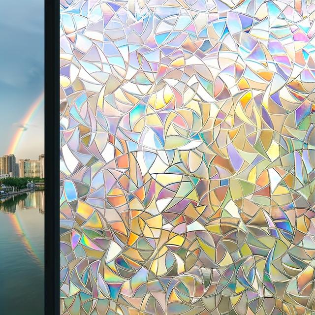 TEMU Eine Rolle statische, halbmondförmige, farbige Glasfolie ist geeignet für Fenster und Glastüren in Wohnzimmern, Schlafzimmern, Küchen, Büros und Klassenzimmern.