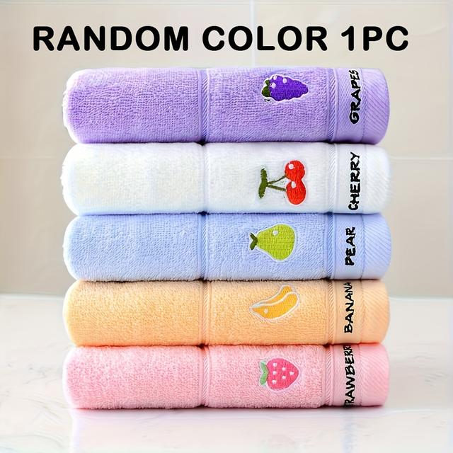 TEMU 1pc Of Face Towel With A Random Color And Soft Embroidered - Quick-drying And Absorbent, Use