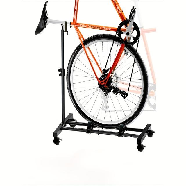 TEMU A Freestanding Indoor Bike Storage Rack With Wheels, Featuring Adjustable Height, Perfect For Garages And Apartments - Ideal Gifts For During Thanksgiving, Halloween, And Christmas