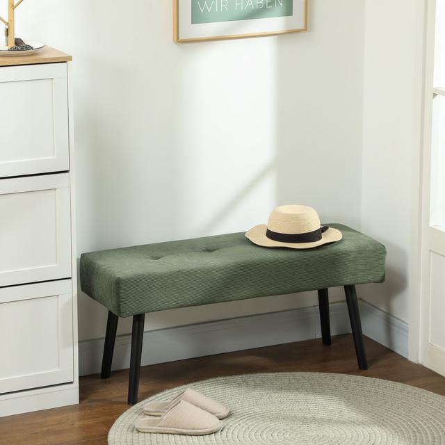 TEMU 39' Entryway Bench W/ Padded Seat And Steel Legs For Bedroom, Green