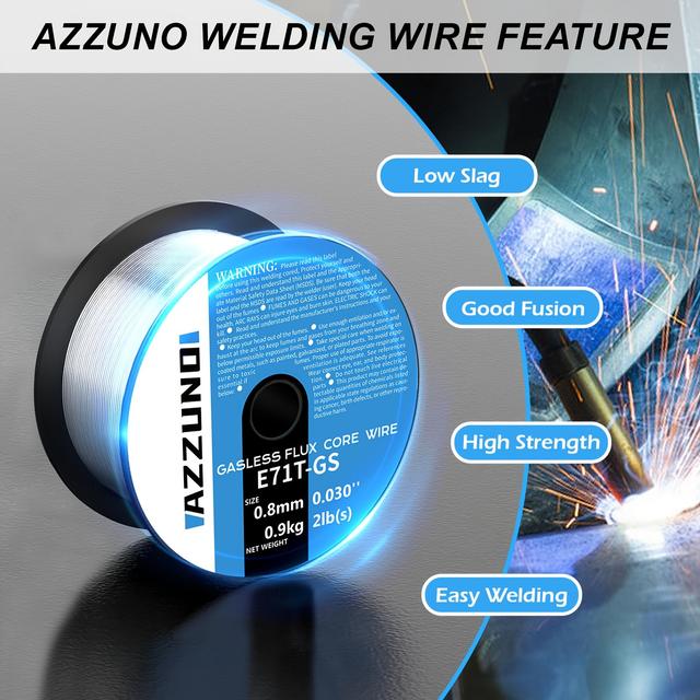 TEMU Azzuno 0.8mm, 2 Lb Shaft Low Carbon Steel E71t-gs Flux-cored Wire, Welding Fittings