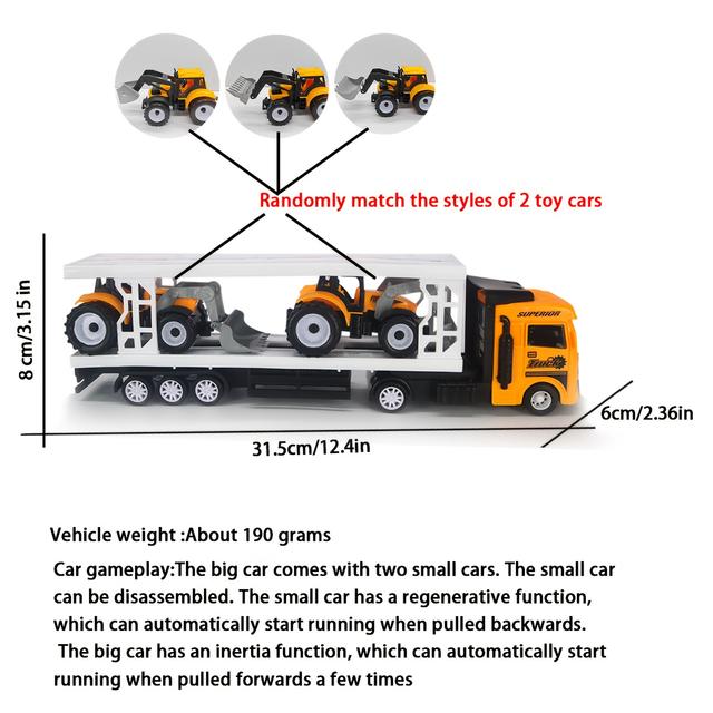 TEMU لعبة شاحنة حاويات تعمل بالاحتكاك - نموذج لمركبة النقل مع ميزة القصور الذاتي، هدية مثالية لعيد الهالوين
