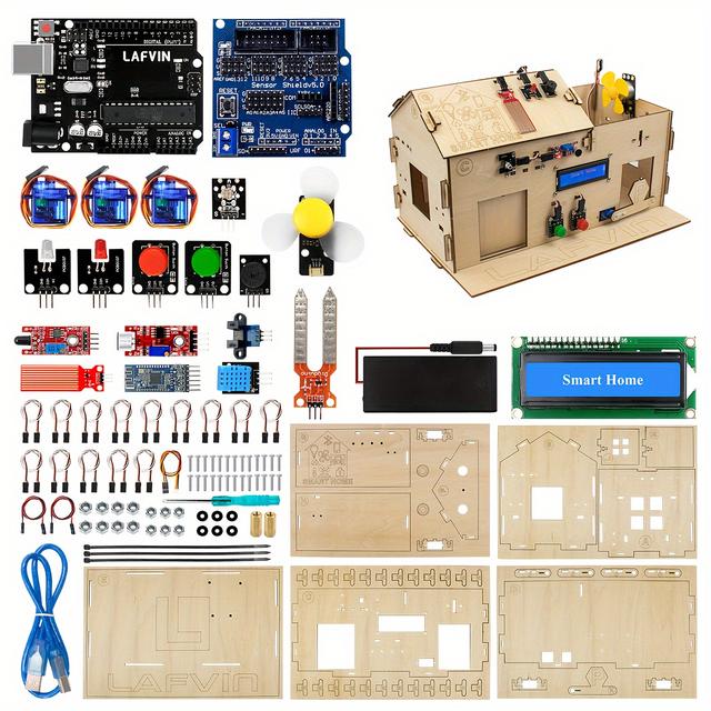 TEMU Lafvin Smart Home Kit Designed For A-duino House, An Educational Electronics Kit For R3 Board, Perfect For With Instructional Guides