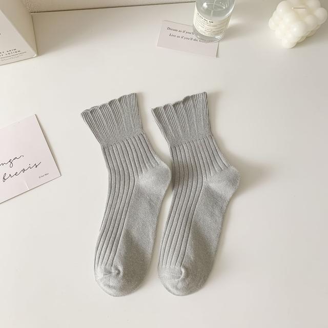 TEMU 2 de calcetines de media pantorrilla no ceñidos para mujer, diseño de de pétalo ultra holgado, de algodón de calidad, calcetines suaves, transpirables y cómodos