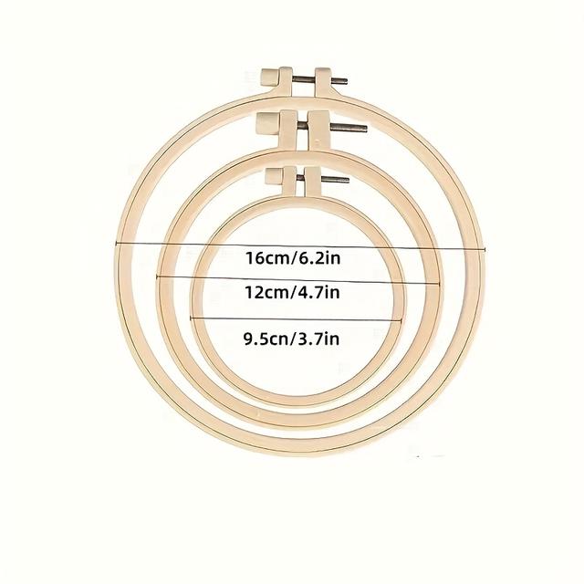 TEMU 3pcs Embroidery Hoop Set – Adjustable Plastic Embroidery Frames In Original Color – For , Arts And Crafts, And Fabric Securing – Craft Tool, Suitable For Home