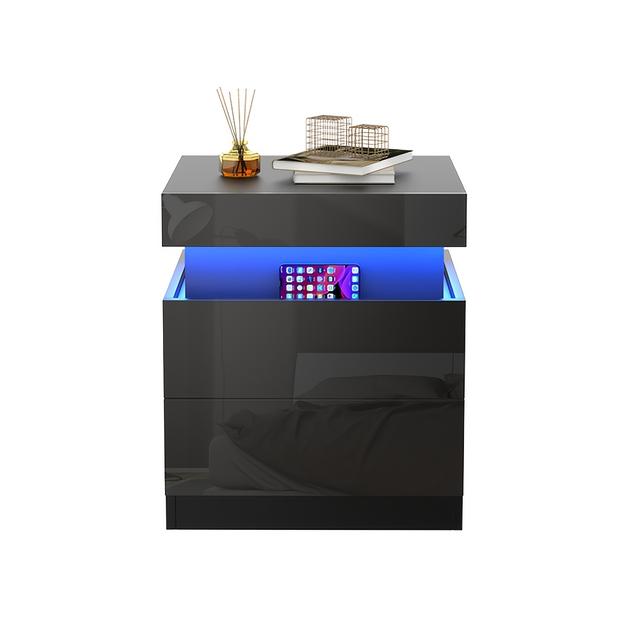 TEMU Bedside Table With 2 Drawers, Multifunctional Bedside Storage Cabinet, Bedroom Cabinet, Suitable For Bedroom, 45x40x52cm, Black