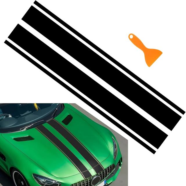 TEMU 1pc Vinyl Car Hood Decal Sticker - Self-adhesive Racing Stripe For Front Exterior Decoration, Single Use Auto Body Modification Accessory