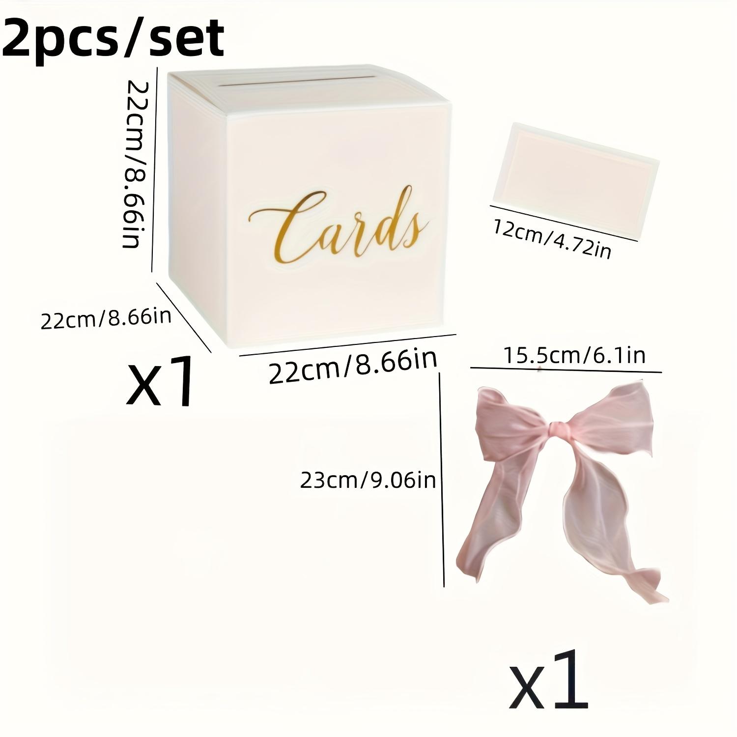 TEMU Set mit 2 Papierkartenboxen mit rosa Schleifen, für Hochzeiten, mit 10 weißen Karten. Ideal für Partydekorationen, geeignet für Geschenke, Babypartys, Jubiläen und Geburtstagsfeiern