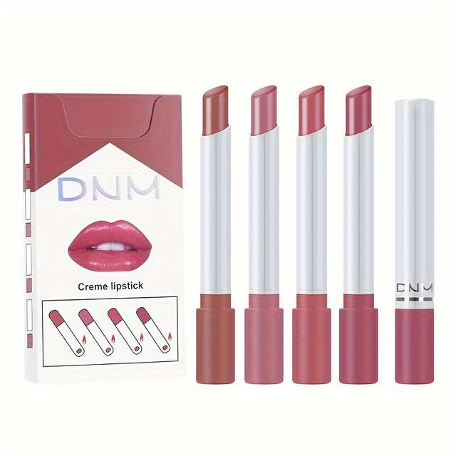 TEMU A Set Of 4 Colored Lipsticks In A , Featuring A Mirror-like, Color-shifting, Moisturizing Velvet End That Smudge