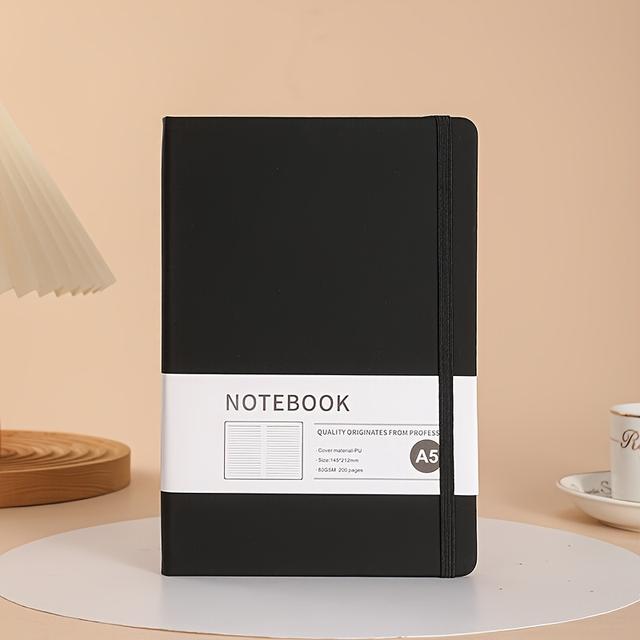 TEMU 1 Hardcover Strap Bound Notebook With High-quality Pu Cover, 100 Sheets Of A5 Size 80gsm Beige Paper, And An Elastic Band In Color. Suitable For Use