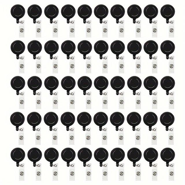 TEMU 50pcs Retractable Badge Holder Reel Swipe Id Pull Key Tag Clip Black