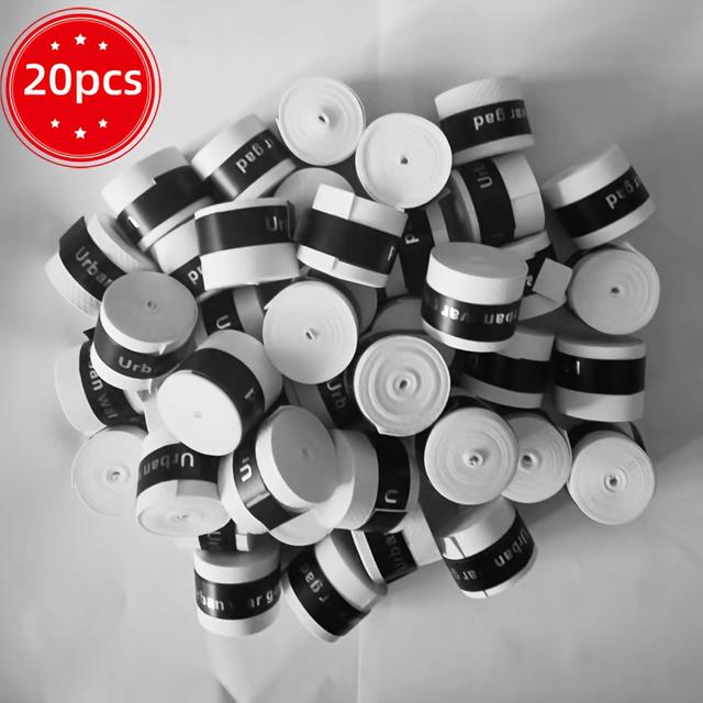 TEMU 20pcs Breathable Non-slip Pu Racquet Grip Tape - Quick-dry, Comfortable Tennis, Badminton, Squash, Baseball, Lae Grip - Durable Sports Handle Wrap Suitable For All Racquet Types - White