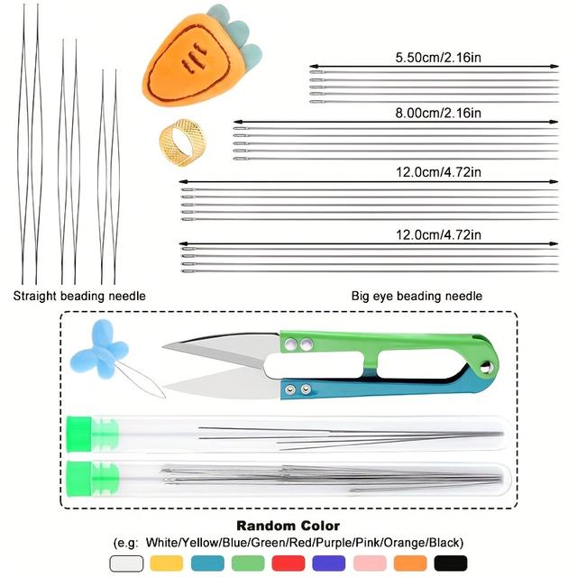 TEMU Beading Needles For Jewelry Making Long Straight Beading Needles, Beading Needles, Needles For Seed Beads Set, Thimble, Yarn Scissors