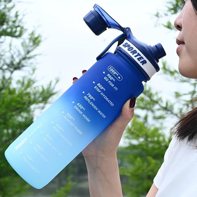 TEMU 33.81oz Gradual Color Frosting Water Bottle, Portable Leak-proof Sports Water Bottle, Suitable For Gym Outdoor Camping, Driving, Cycling Water Bottle